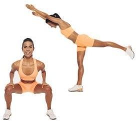 Squat with Kick-Back glute exercises workout for women